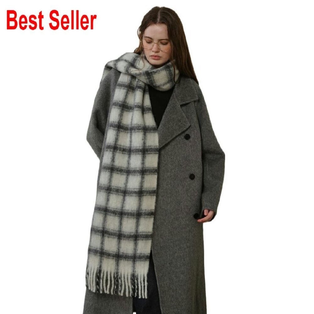 Oversized Plaid Chunky Scarf Soft Blanket Wrap Shawl Winter Warm